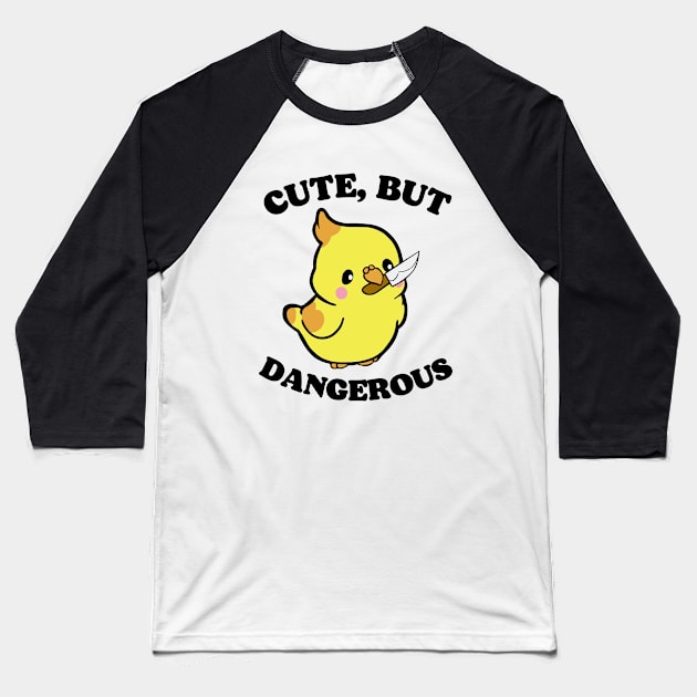 Cute, But Dangerous Yellow Chick Bird Baseball T-Shirt by Bruno Pires